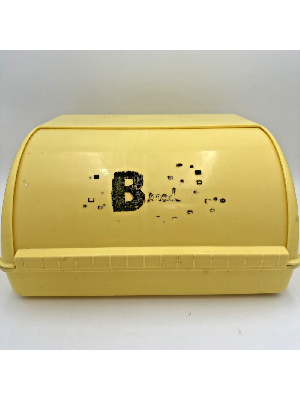 Vintage Yellow Plastic Roll Top Bread Box